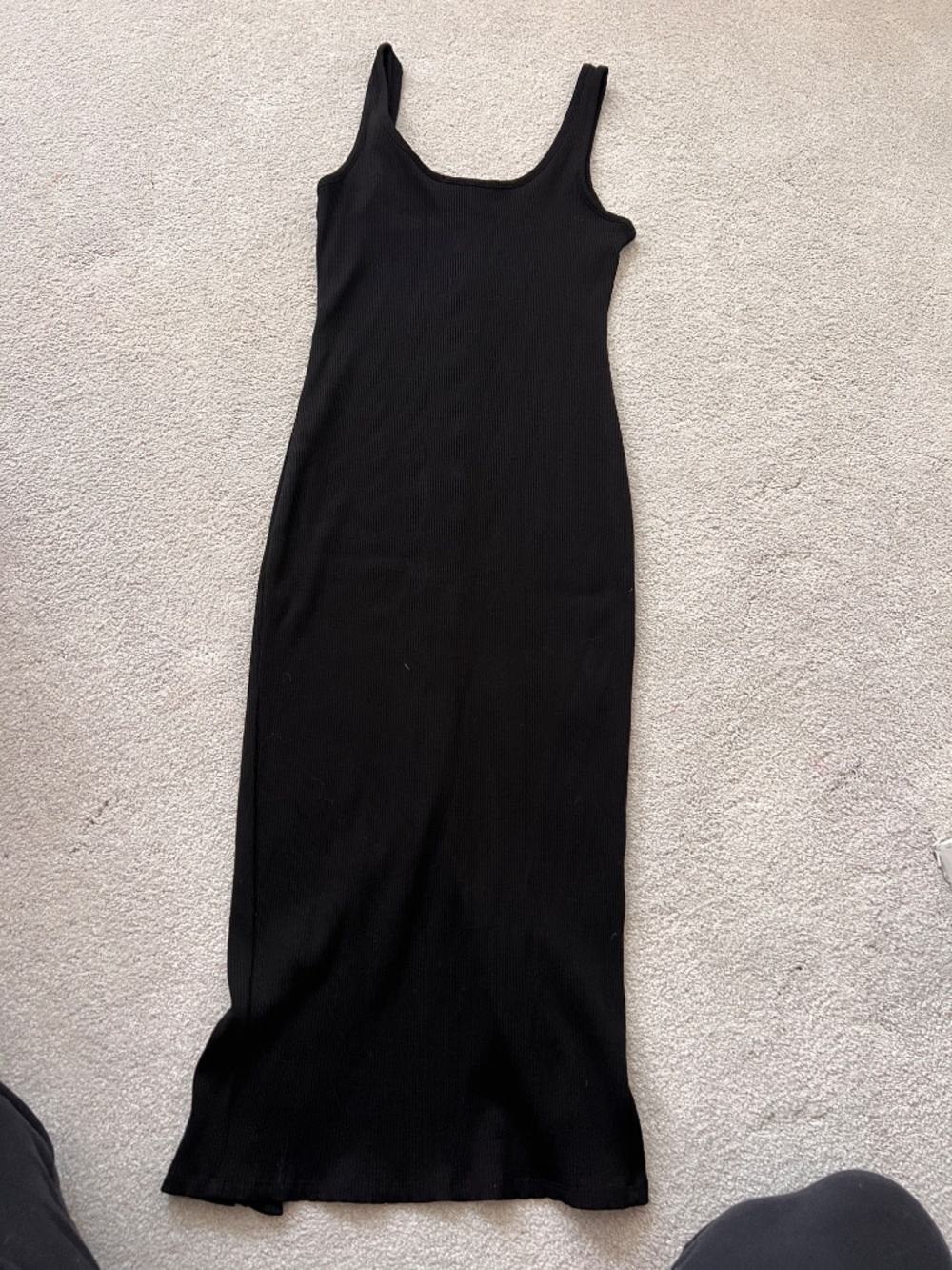 Lulus Look Of Leisure Black Ribbed Button-front Midi Dress - Size S - Picture 8 of 8